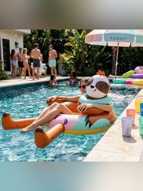 Sun Squad Sloth Tube Novelty Pool Float ~ 5ft